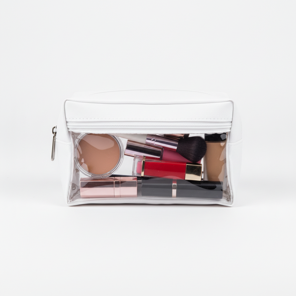 Clear Window Cosmetic Case - closed view showing transparent panel