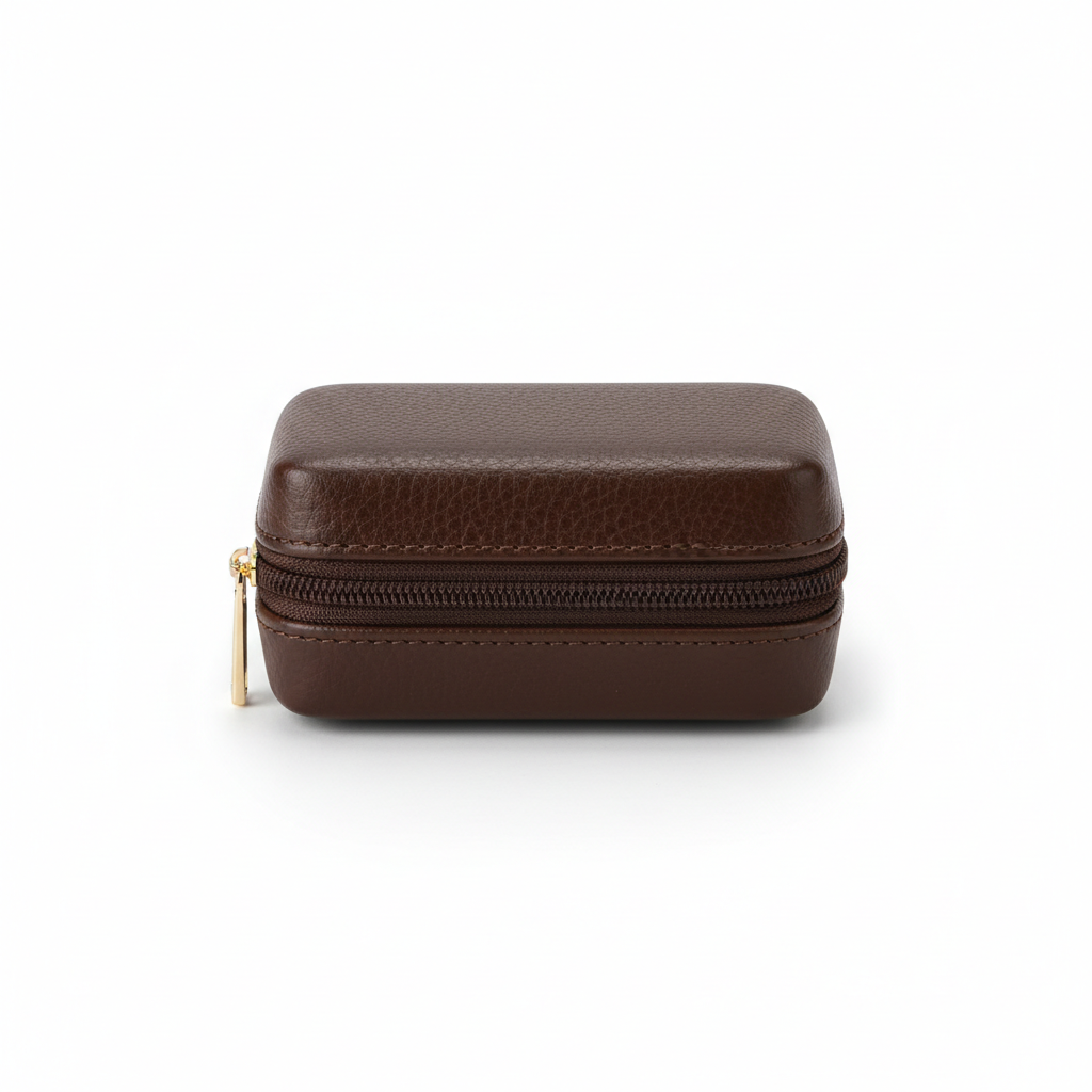 Leather-Style Pill Organizer Case - closed view