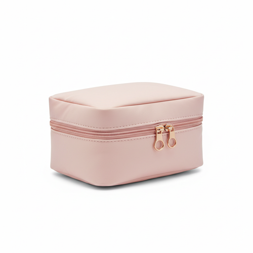 Blush Pink Cosmetic Travel Case - closed view